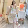 Nueva Bata de Noche de Algodón con Tirantes para Mujer, Vestido Delgado Estampado de Verano, Ropa para el Hogar, Vestido Pijama, Venta Directa de Fábrica