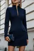 2026 Vestido Traje Nuevo Europeo y Americano Transfronterizo Cuello Alto Manga Larga de Mujer Un Botón Bolsillo Falso Ajustado