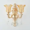 Luminária de Parede de Cristal Estilo Europeu para Quarto, Cabeceira, Sala de Estar, Corredor, Cabeça Única ou Dupla Vela Decorativa Parede LED