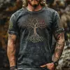 Camiseta Masculina Redonda 2025 Europeia e Americana Amazon Tough Guy Tendência Moda Escura Estampada Manga Curta Atacado