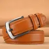 Cinturón de Cuero de Vaca con Hebilla de Pin para Hombre, Cinturón de Cuero Genuino para Jeans, Sencillo y Versátil, Resistente al Desgaste y a los Arañazos