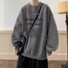 Sudadera Pesada Estilo Retro Americano para Hombre Estilo Hong Kong Nueva Holgada Cuello Redondo Forro Polar Manga Larga Tallas Grandes Ropa Marca de Moda Chaqueta