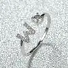 Anillo con Letra de Oro Rosa Nuevo de Amazon Transfronterizo Anillo Abierto con Diamante Blanco Joyería de Mano Anillo Único Personalizado Venta al por Mayor