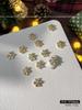 Enfeites de unha de floco de neve de natal, liga de ouro e prata, diamante, luz de flash requintada, ornamentos de armadura de luxo para uso no atacado