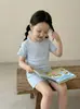 Ropa para Niños Pijamas de Bebé para Niñas Verano Delgado Nuevo Estilo 2026 Conjunto Casual de Manga Corta para el Hogar para Niñas Lindo Cuello Redondo