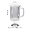 Taza de Vidrio Rayada Estilo Ins con Tapa y Asa Taza con Popote Taza de Vidrio para Beber en Casa de Aspecto Elegante