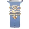 Adecuado para Correa de Silicona de Apple Watch Anillo Decorativo Metálico DIY Set de Accesorios iWatch Estrella Luna Huella de Perro