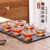 Juego de Té de Vidrio Flor de Ciruelo con Tetera, Tazas de Té Kung Fu para Uso Doméstico, Mesa de Té Simple, Juego para Preparar Té en la Oficina