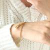 Pulseira Simples de Presente para Namorada de Meninas Corrente Banhada a Ouro Aço Titânio Beads de Pérola de Água Doce Estilo Retrô Resistente à Cor Joia de Mão