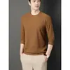 Sudadera de Waffle de Manga Larga Nueva para Hombre 2026, Camiseta Básica de Color Sólido para Primavera y Otoño, Camiseta Casual Versátil de Cuello Redondo para Hombres de Mediana Edad