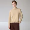 Nuevo suéter de cachemira de cuello medio para otoño e invierno para mujer, suéter casual tipo pullover de manga larga, tejido de punto liso para usar como base