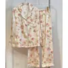 Jiangnanhe 2025 Otoño e Invierno Nuevos Pijamas de Seda de Hielo para Mujer Conjunto de Pantalones de Manga Larga Ropa para el Hogar Dropshipping
