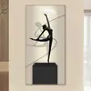 Pintura Decorativa Abstrata de Figura de Luxo Leve Moderna para Hall de Entrada, Arte de Alto Padrão para Sala de Estar e Corredor, Pintura Vertical para Pendurar