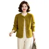Ropa de Maternidad Abrigo Forrado de Piel Imitación Lana de Cordero para Mujer Otoño Invierno Nuevo Francés Cálido Piel Sintética Terciopelo de Visón Top