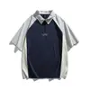 Beijie Roupa Masculina 2026 Verão Novo 185g Bloco de Cores Patchwork Estampado Camisa Polo Masculina Gola de Lapela Manga Curta Camiseta Top