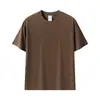 Primavera e verão Novo 230g ombro algodão puro cor sólida manga curta camiseta masculina e feminina tendência gola redonda base lisa camiseta atacado