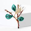Broche de Rama de Moda Transfronteriza Europea y Americana con Esmalte y Pedrería para Mujer, Pin de Esmalte de Aleación, Accesorios para Ropa, En Stock