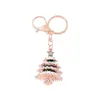 Popular Árbol de Navidad Transfronterizo Llavero Creativo Colgante Pequeño Metal con Rhinestone de Aceite Goteante Pequeños Regalos de Navidad al por Mayor