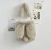 Bolsa de Felpa con Orejas de Conejo Lindas de Dibujos Animados y Piel Sintética de Zorro para Otoño e Invierno, Bolso de Mano para Mujer, Bolso Cruzado, Exquisito y Portátil
