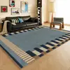 Alfombra a cuadros azul vintage estilo Bauhaus para sala de estar, estudio estilo mediados de siglo, alfombra para sofá de bajo mantenimiento, tapete para piso de dormitorio