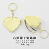 Llavero de Metal con Forma de Corazón DIY Espejo Pequeño Colgante con Logo de Resina Accesorios DIY Espejo de Maquillaje Mini Portátil
