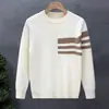 Nuevo Suéter de Punto de Manga Larga para Hombre de Primavera y Otoño, Cuello Redondo, Rayas, Estilo Old Money, Estilo de Negocios, Venta al por Mayor de Fábrica Transfronteriza