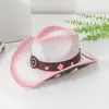 Exportação Transfronteiriça 2026 Novo Chapéu de Cowboy Ocidental Preto de Verão para Viagens ao Ar Livre Chapéu de Palha Panama de Aba Larga