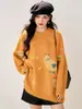 Tiro Real 2025 Nuevo Otoño e Invierno Engrosado Retro Reductor de Edad Holgado Perezoso de Gama Alta Coreano Suéter Naranja