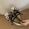 Sapatos Mary Jane femininos da moda com design de poá estilo francês, novos sapatos rasos de mola e outono 2026, versáteis, de salto baixo