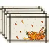 Mantel de Venta Caliente Transfronterizo Tema Otoño Decoración Acción de Gracias Mantel para Mesa de Cocina y Comedor Mantel de Lino Estampado Calabaza Hoja de Arce