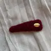 Presilha de Cabelo de Lã Vermelha em Formato de Coração, Fofa, para Outono e Inverno, para Mulheres, Presilha Doce para Franja, Presilha BB, Presilha Lateral para Franja, Acessório de Cabelo