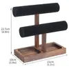 Soporte de exhibición de reloj de madera, barra horizontal cubierta de terciopelo negro, para relojes, pulseras, joyería y accesorios de escritorio; al por mayor