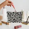 Bolsa de Maquiagem Folhas Pôr do Sol Boho Estampa Retrô Laranja Azul Design Divertido de Comida Bolsa de Armazenamento