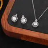Conjunto de Colección de Dos Piezas de Pendientes y Collares Más Vendido Transfronterizo Venta al por Mayor Moda Europea y Americana Cadena de Clavícula Ligera de Lujo Pendientes