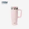 TYESO/2026 Nueva Taza Cerámica de Acero Inoxidable con Popote Plegable para Beber Directamente, Taza de Hielo Portátil de Doble Capa de Doble Uso