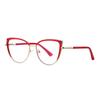 Gafas de moda de goma dorada anti-luz azul 3124, populares en Europa y América, con espejo plano de doble color, diosa con marco de gafas de gato
