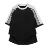 Camiseta Deportiva de Manga Corta con Bloques de Color de Moda Americana, Algodón Puro, Marca Trendy Casual de Verano para Hombre, Transpirable, Absorbente de Sudor, Versátil