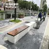 Banco de cimento com jardineira, popular em ruas de pedestres, cadeira de espera de madeira anticorrosiva, assento combinado de lazer verde GRC
