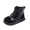 Botas Martin estilosas de outono e inverno para crianças, botas casuais de couro simples para atividades ao ar livre para meninas e meninos, tamanhos médios e grandes, estilo britânico