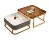 Mesa de centro quadrada para sala de estar, adequada para apartamentos pequenos, design moderno simples, estilo de luxo, conjunto moderno de mesa de centro de vidro e rack de TV