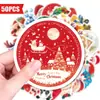 50 Adesivos de Bolo de Natal de Compra Direta Transfronteiriça Apresentando o Papai Noel, Decorações de Casa de Biscoito em Desenho Animado, Adesivos para Copo Térmico e Veículo Elétrico