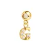 Pulseira de aço inoxidável com pingentes de letra de luxo 26 letras com zircônia transparente requintada A-Z Acessórios para joias DIY