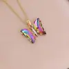 Colar Borboleta Degradê Novo Produto Transfronteiriço Europeu e Americano Moda Europeia e Americana Estiloso Ins Acessível Luxo Colar de Menina Corrente da Clavícula