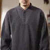 Suéter estiloso de alta qualidade estilo americano, resistente, com gola Henry para homens, novo suéter de tricô base quente retrô para outono e inverno de 2026 para homens