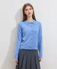 Cardigan Simples de Lã de Alta Qualidade com Gola Polo para Mulheres Primavera/Outono Novo Solto Casual Versátil