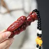 Llavero Colgante Sapo de Moneda de Cobre de Palo de Rosa Colgante Retro Hecho a Mano Artesanía de Nogal de Madera