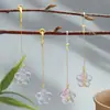 Pendientes largos de estrella de cinco puntas y flor de ciruelo pequeños y exquisitos sin perforación orejera clip para oreja largos colgantes muestran un encanto suave como de hada