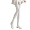 Leggings Blancos Lechosos con Rayas Verticales para Mujer, Medias Japonesas Dulces Lolita Finas de Primavera y Otoño, Calcetines de Pierna Adelgazantes a Presión