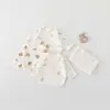 Camisa de Algodão Meia-Costas para Bebê, Classe A, Estação Primavera e Outono, Roupa Unissex para Bebê, Body para Recém-Nascido, Conjunto Sem Costura Estilo Monge