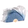 Abanico Adhesivo de Doble Cara para Danza Clásica, Seda Artificial, Degradado Gris Azul Claro, Danza Yangko, Estilo Chino